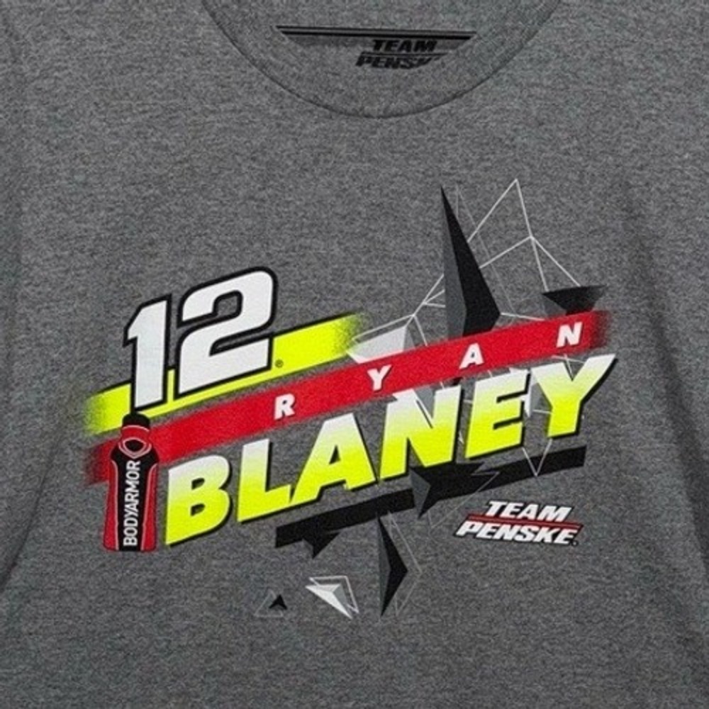 Ryan Blaney Penske Body Armor Ford Car T-Shirt - Dark Gray  - 2XL